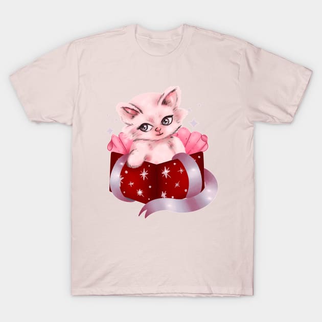 Kitschy Festive Kitty T-Shirt by chiaraLBart